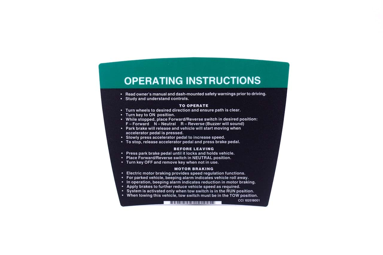 Picture of Decal operating instruction electric