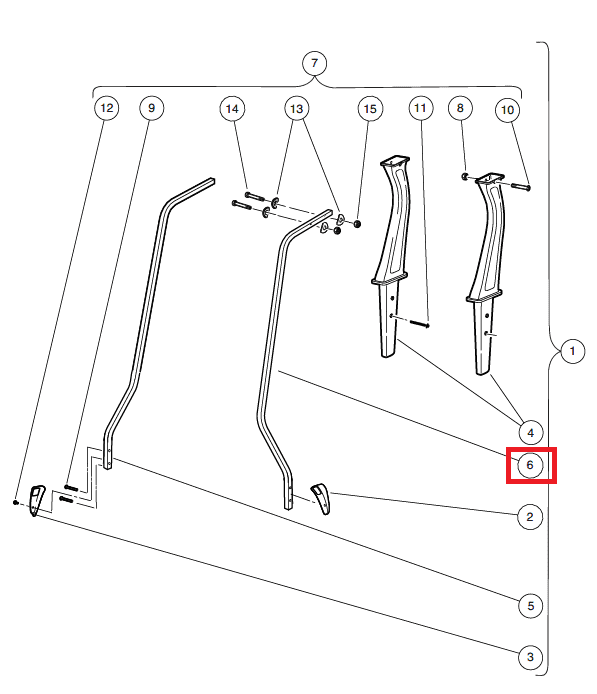 Picture of Strut, canopy front LH